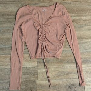 Hollister Long Sleeve Ruched Top - Dusty Rose